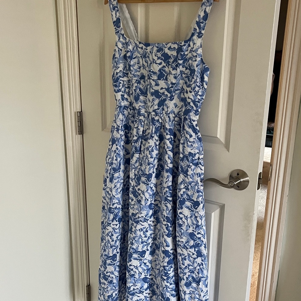Quince European linen fit and flare midi dress